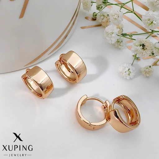 گوشواره ژوپینگ‌ مدل حلقه ای آینه ای طرح طلا